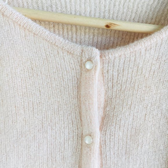 Sezane Gaspard Cardigan Nude Blush Pink Reversible Mohair Alpaca - Picture 8 of 11